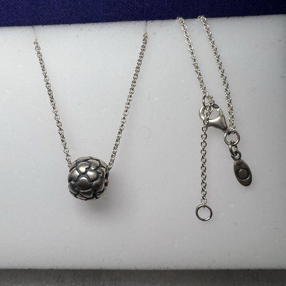 Pandora Sterling Silver S925 ALE Openwork Pave Hearts Charm Pendant Necklace